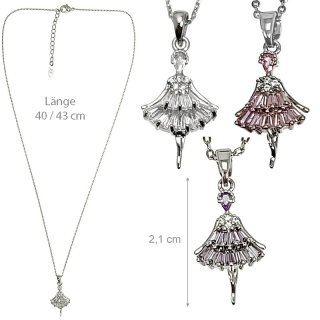 Danza Vinci-Kette Ballerina mit Anhänger Edelstahl mit Strass