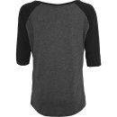 Build your Brand  ¾ Arm Shirt BY022 schwarz/grau -SALE